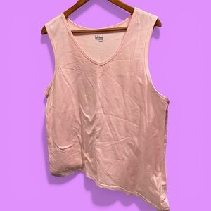 Cute Y2K petal pink NWT cotton oversized tank top v-neck Basic Editions XXL Plus